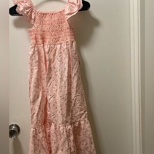 Peach Floral Smocked Dress